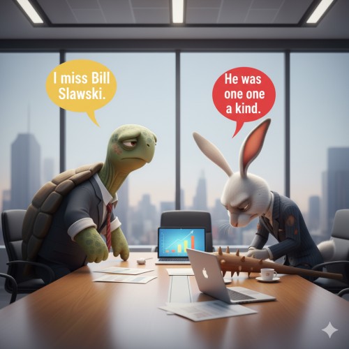 Tortoise and hare mourning Bill Slawski