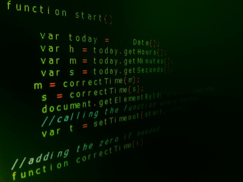 Computer code on a screen
